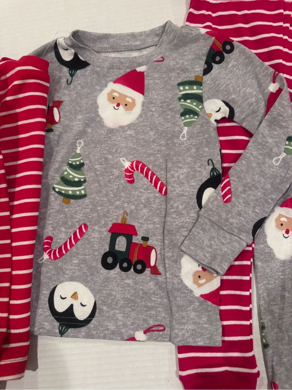 Kids Red Santa Stripe Pajama Set - Holiday Sleepwear 2T